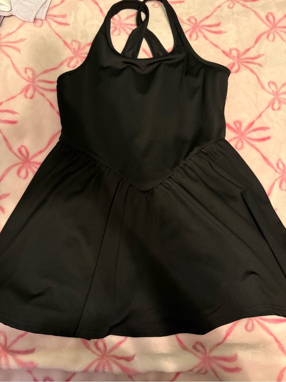 SHEIN Black Cross-Back Skater Dress for Girls